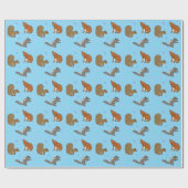 Eichhörnchen Blau Geschenkpapier (Flach)