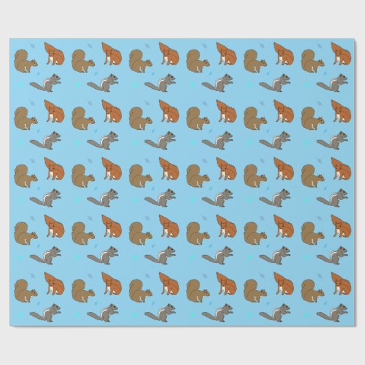Eichhörnchen Blau Geschenkpapier (Flach)