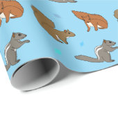 Eichhörnchen Blau Geschenkpapier (Rolleneckpunkt)