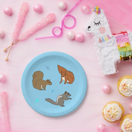 Eichhörnchen Blau Pappteller (Party)