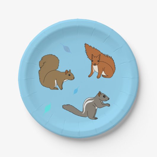 Eichhörnchen Blau Pappteller (Vorderseite)