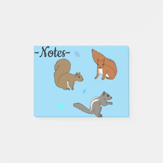 Eichhörnchen Blau Post-it Klebezettel (Vorderseite)