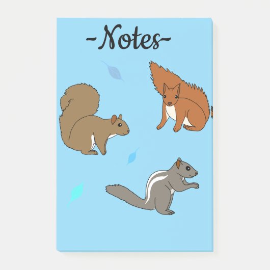 Eichhörnchen Blau Post-it Klebezettel (Vorderseite)