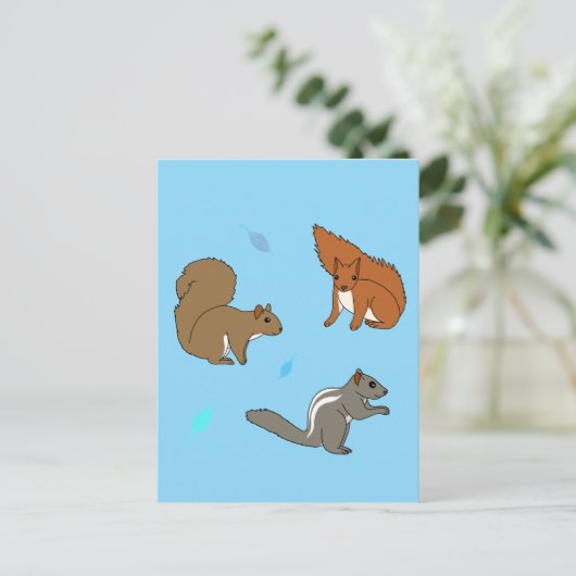 Eichhörnchen Blau Postkarte (Stehend Vorderseite)