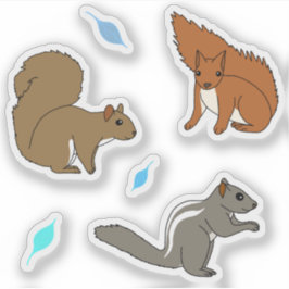 Eichhörnchen Blaue Blätter Aufkleber