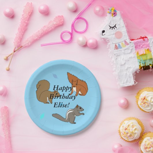 Eichhörnchen Blue Birthday Pappteller (Party)