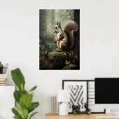 Eichhörnchen-Botanikdruck, Dark Academia Forestcor Poster (Heimbüro)
