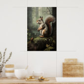 Eichhörnchen-Botanikdruck, Dark Academia Forestcor Poster (Küche)