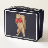 Eichhörnchen Boxer Boxhandschuhe Metall Brotdose (Rückseite)