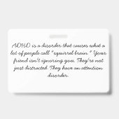 "Eichhörnchen Brain" ADHD-Tag Ausweis (Rückseite)