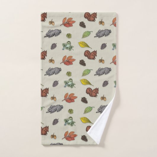 Eichhörnchen, Bunnies und Vögel Badhandtuch Set (Handtuch)