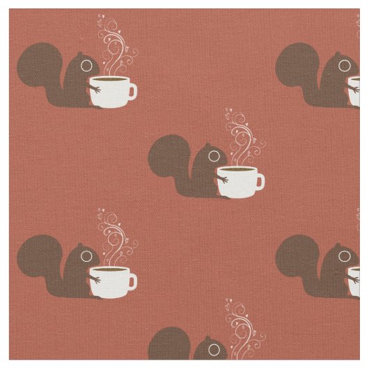 Eichhörnchen Coffee Lover | Fun Animal Lover's Stoff (Nahaufnahme)