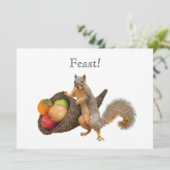 Eichhörnchen Cornucopia Fest Einladung (Stehend Vorderseite)