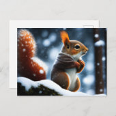 Eichhörnchen, das auf einem Log in Winter ruht Postkarte (Vorne/Hinten)
