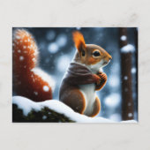 Eichhörnchen, das auf einem Log in Winter ruht Postkarte (Vorderseite)