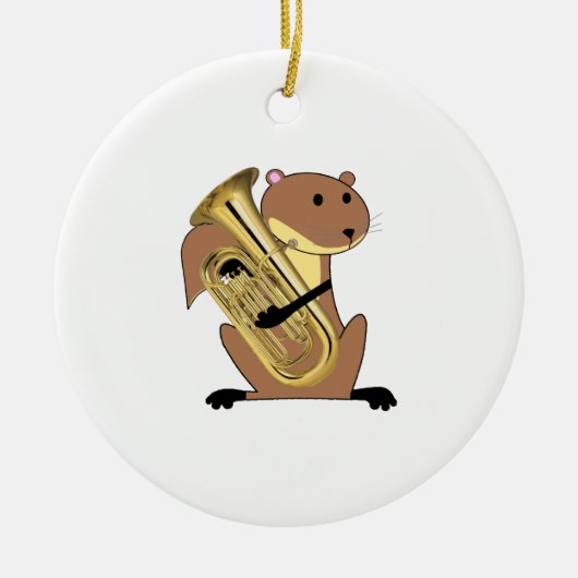Eichhörnchen, das den Euphonium spielt Keramikornament (Vorne)