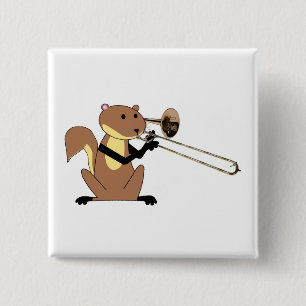 Eichhörnchen, das den Trombone spielt Button