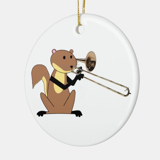 Eichhörnchen, das den Trombone spielt Keramik Ornament (Links)