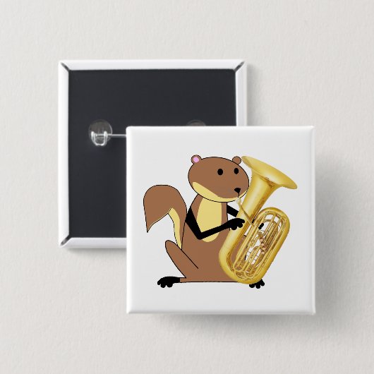 Eichhörnchen, das den Tuba spielt Button (Vorne & Hinten)