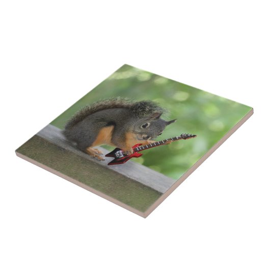 Eichhörnchen, das E-Gitarre spielt Fliese (Seite)