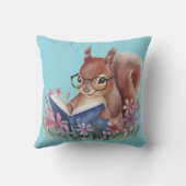 Eichhörnchen, das ein Buch liest, eingebettet in B Kissen (Rückseite)