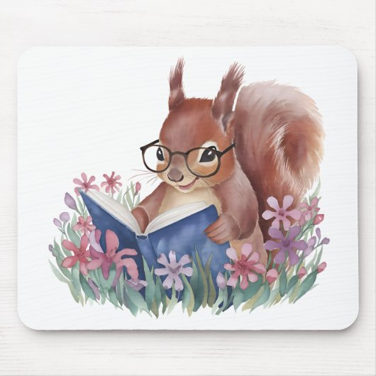 Eichhörnchen, das ein Buch liest, eingebettet in B Mousepad (Vorne)