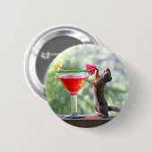 Eichhörnchen, das ein Cocktail an der glücklichen Button (Vorne & Hinten)