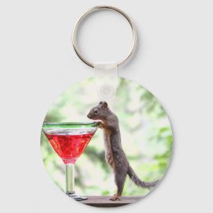 Eichhörnchen, das ein Cocktail trinkt Schlüsselanhänger
