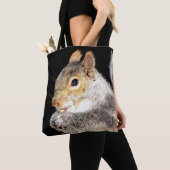 Eichhörnchen, das eine Nuss isst Tasche (Von Nahem)