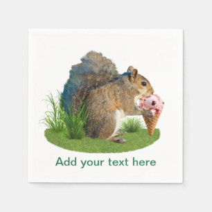 Eichhörnchen, das Eistüte, Text isst Serviette
