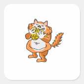 Eichhörnchen, das Erdnussaufkleber isst Quadratischer Aufkleber (Vorderseite)