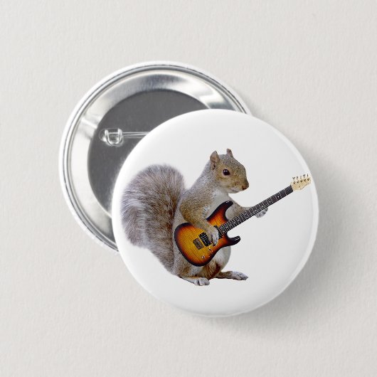 Eichhörnchen, das Gitarre spielt Button (Vorne & Hinten)