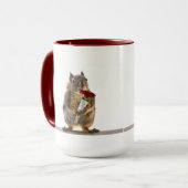 Eichhörnchen, das Rosen-Blumenstrauß hält Tasse (Vorderseite Links)