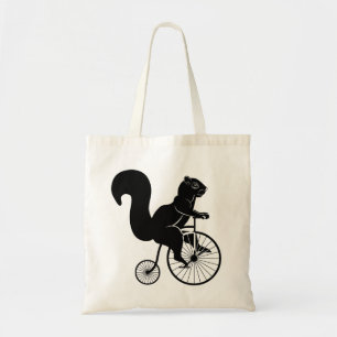 Eichhörnchen, das Vintages Fahrrad reitet Tragetasche