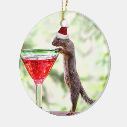 Eichhörnchen, das Weihnachten feiert Keramikornament (Links)