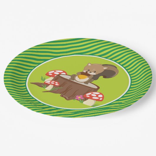 Eichhörnchen der Waldtier-| Pappteller (Schrägansicht)