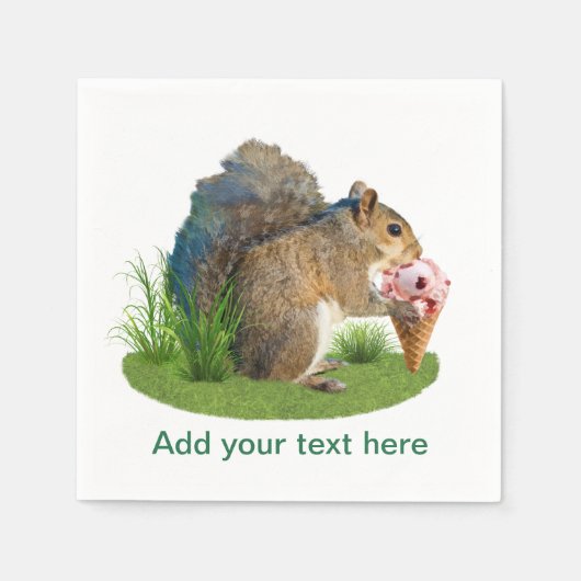 Eichhörnchen Eis Creme Cone, Text Serviette (Vorderseite)
