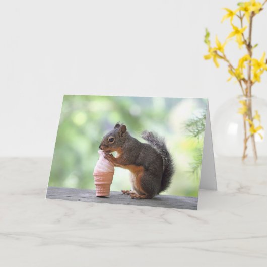 Eichhörnchen Eis-Creme Karte (Gelbe Blume)