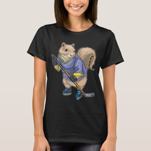 Eichhörnchen Eishockey Eishockeyschläger T-Shirt (Vorderseite)