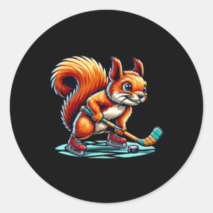 Eichhörnchen-Eishockey-Spaß illustrierte Grafik  Runder Aufkleber