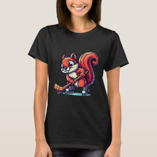 Eichhörnchen Eishockeyspieler Lustige Grafik T-Shirt