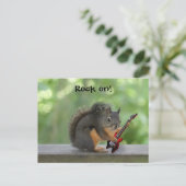 Eichhörnchen, Elektrische Gitarre spielen Postkarte (Stehend Vorderseite)