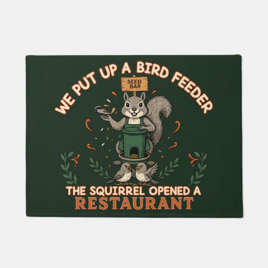 Eichhörnchen eröffnet ein Restaurant Lustiger Voge Fußmatte (Vorderseite)