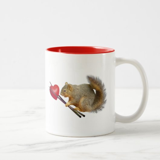 Eichhörnchen-Essstäbchen-Herz-Tasse Zweifarbige Tasse (Rechts)
