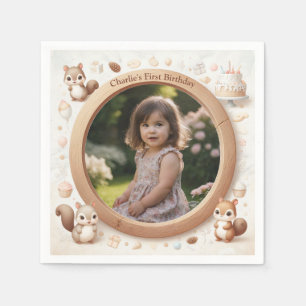 Eichhörnchen-Foto-Rahmen für Kinder zum Geburtstag Serviette
