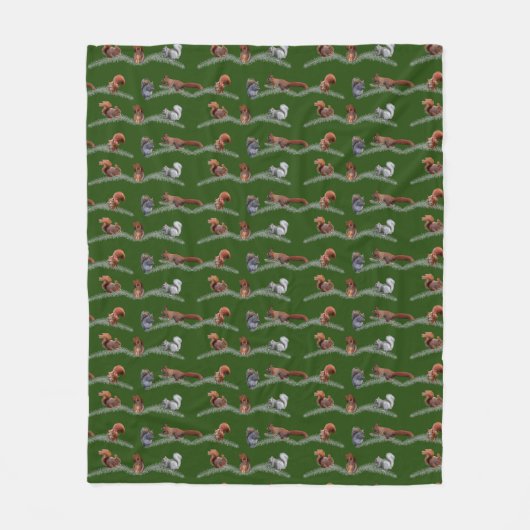 Eichhörnchen Frenzy Fleece Blanket (dunkelgrün) (Vorderseite)