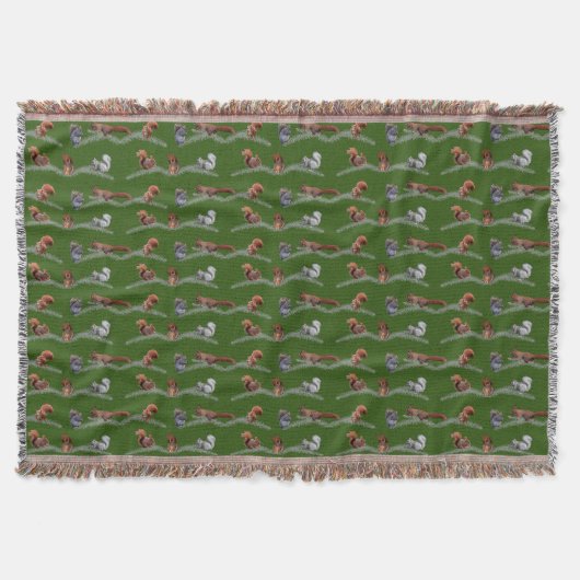 Eichhörnchen Frenzy Throw Blanket (grün) Decke (Vorderseite)