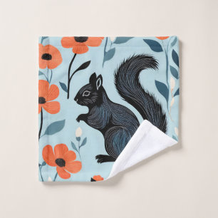 Eichhörnchen Frühlingsblumen Kunst Badhandtuch Set