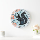 Eichhörnchen Frühlingsblumen Kunst Große Wanduhr (Zuhause)