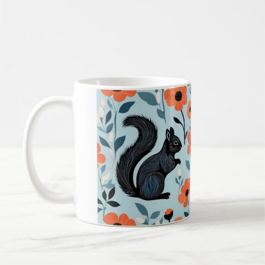 Eichhörnchen Frühlingsblumen Kunst Kaffeetasse (Links)